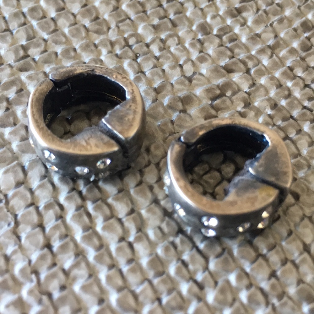 Magnetic Pewter & Stone Mini Hoop Earrings - Hoops